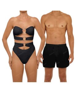 Newest Couple's Swim Collection BSWS-TB99 & BSMS-S08 in Nero by Bali Swim