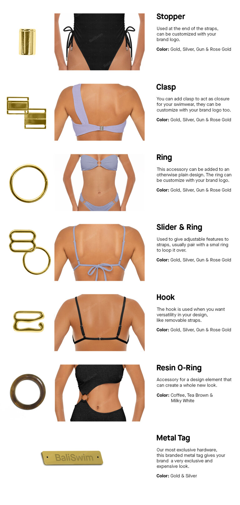 Swimwear Hardware Accessories by Bali Swim