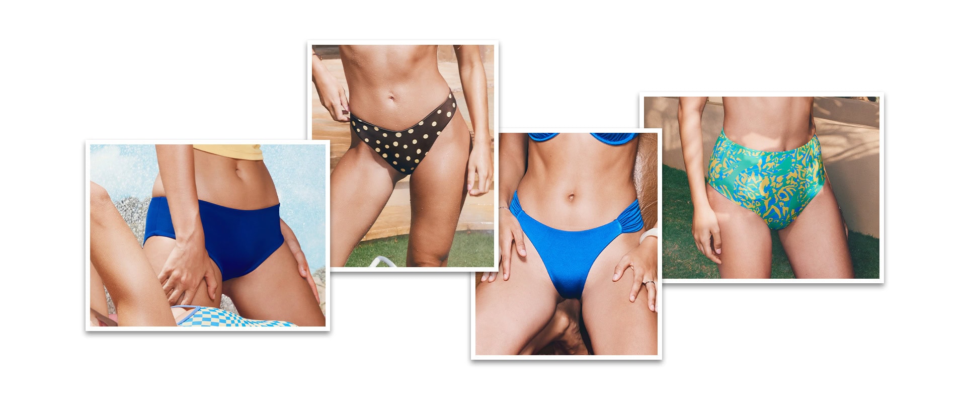 Four Women’s Swim 2027 bottom styles with varied coverage and rises