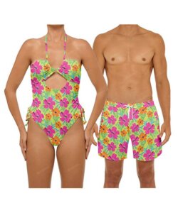 Newest Couple's Swim Collection BSWS-S64 & BSMS-S11 in Day Tropic by Bali Swim